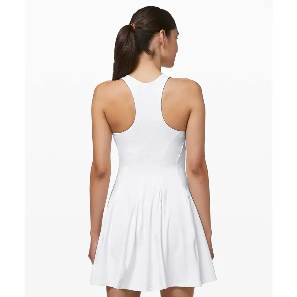 LULULEMON Court Crush Tennis Dress White Nulux Quick Dry Lined Pockets 8 - Picture 4 of 8